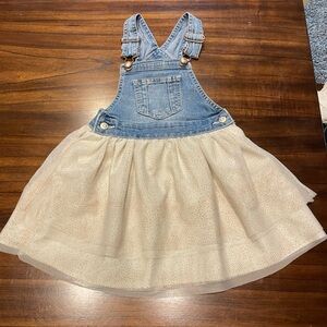 Jordache Denim and Cream Overall Dress